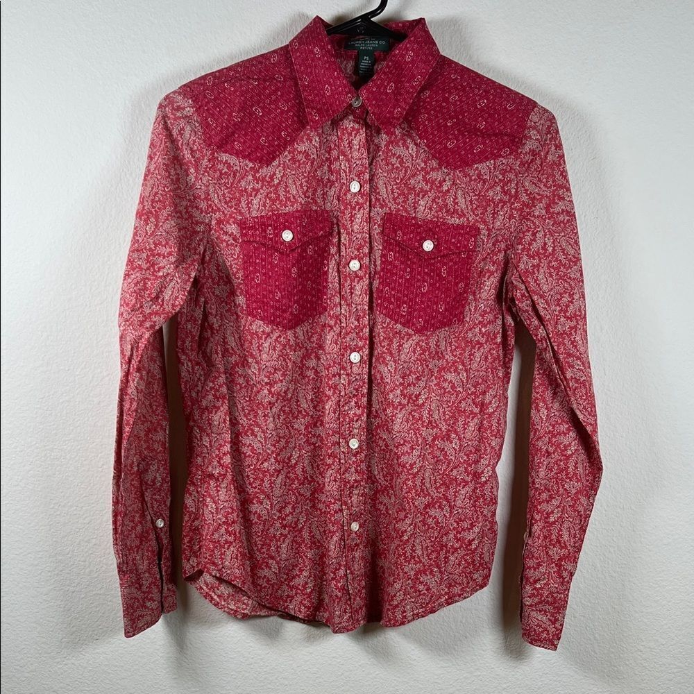 Lauren Ralph Lauren vintage large western red/white paisley/floral shirt